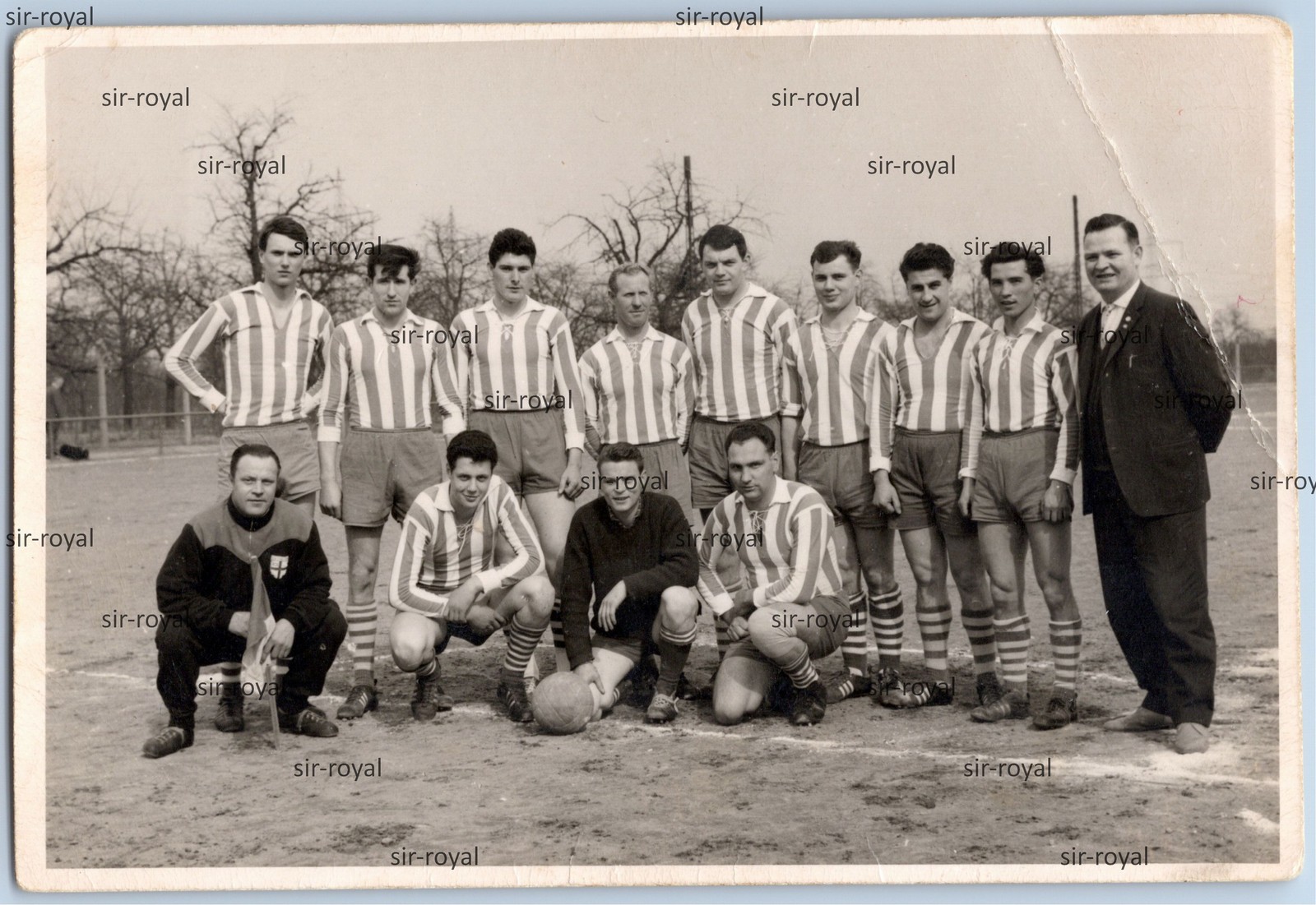 Men’s Football Team – 1950s 1960s Sports – RPPC – Photo Postcard 14x9cm