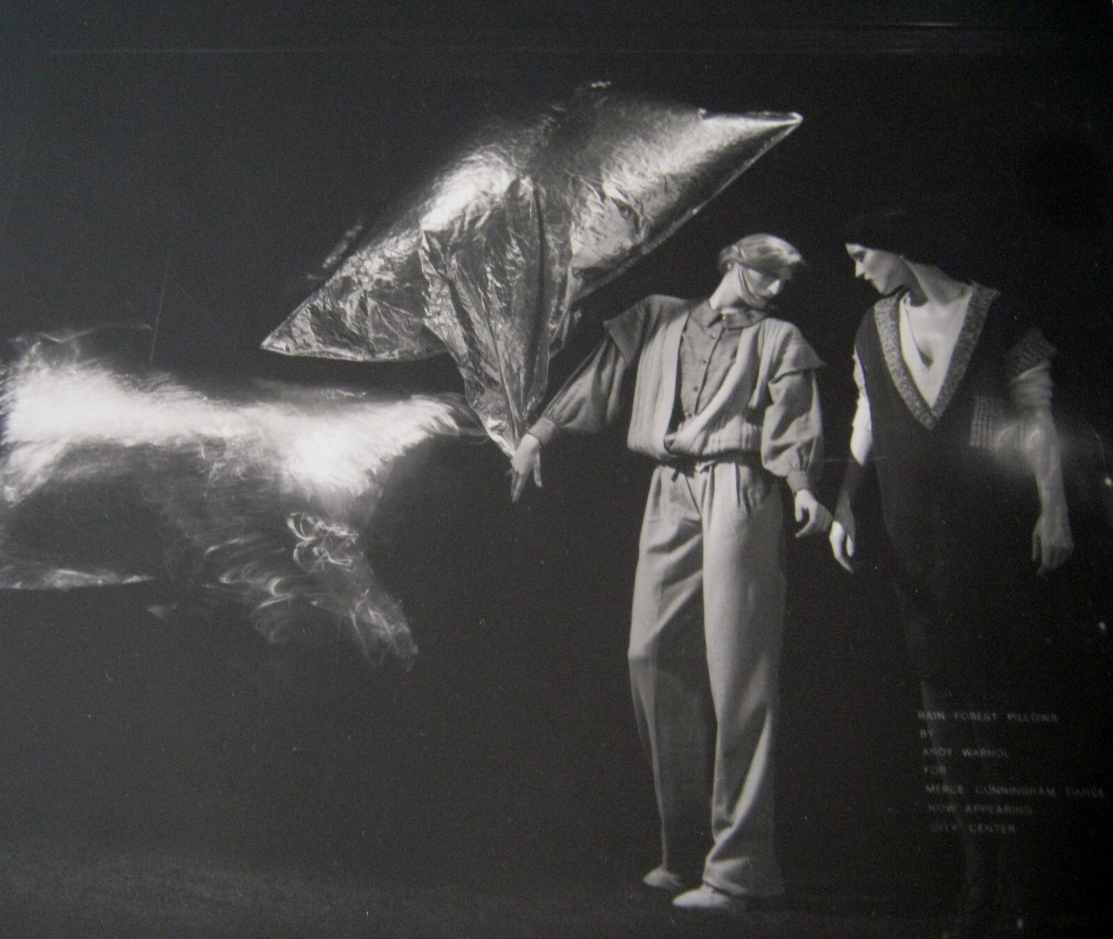 WARHOL MERCE CUNNINGHAM SILVER PILLOWS HUGE VINTG GELATIN SILVER PHOTO BERGDORF