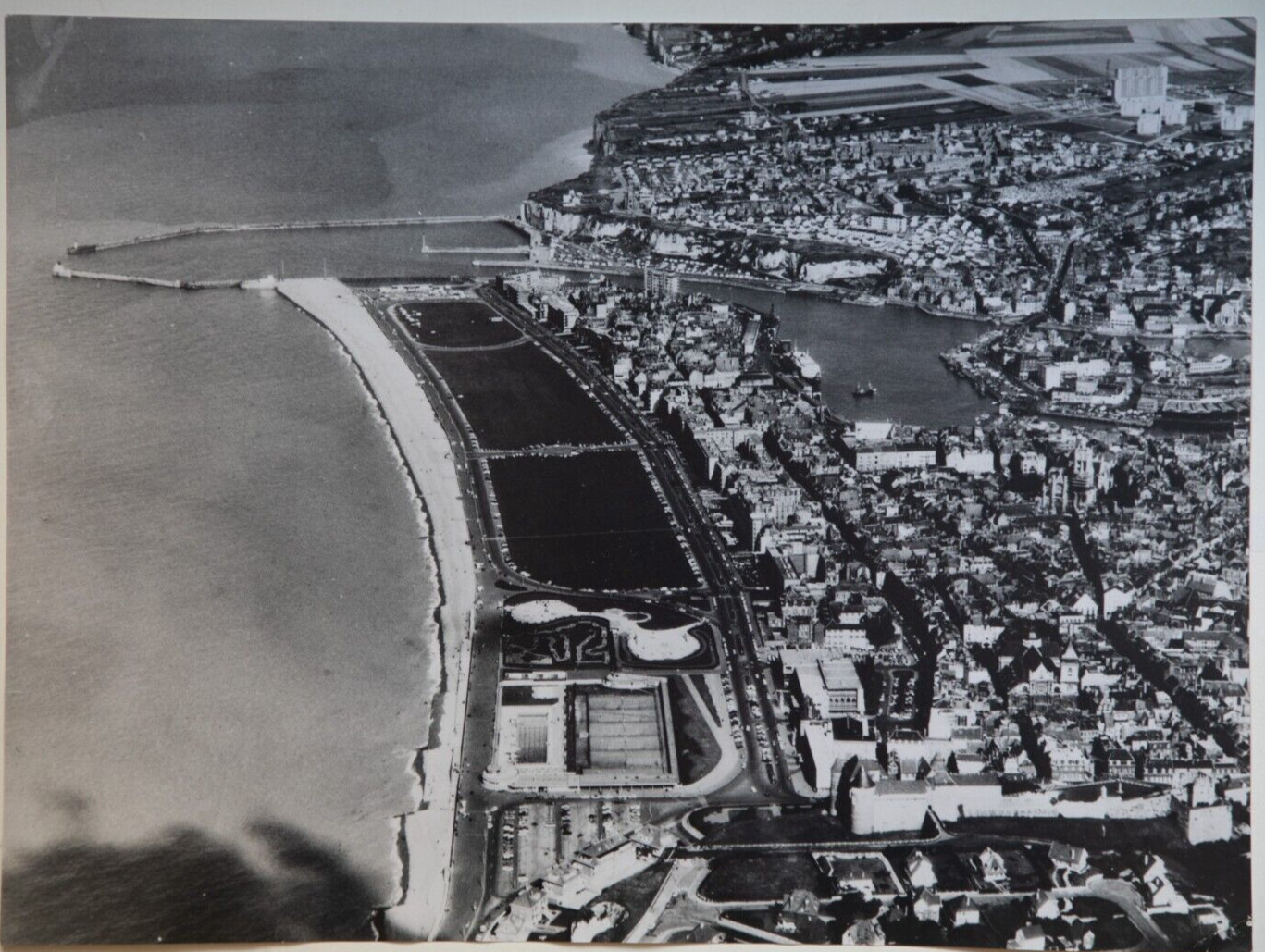 Photo 30X40cm Argentique Dieppe 1980 Vue Aérienne Industrie Normandie