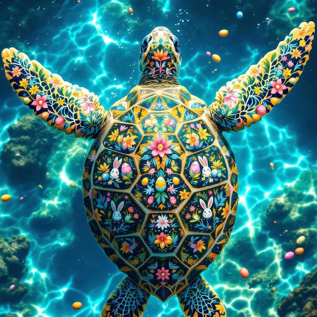 Easter Sea Turtle Digital Art Transparent Download PNG File