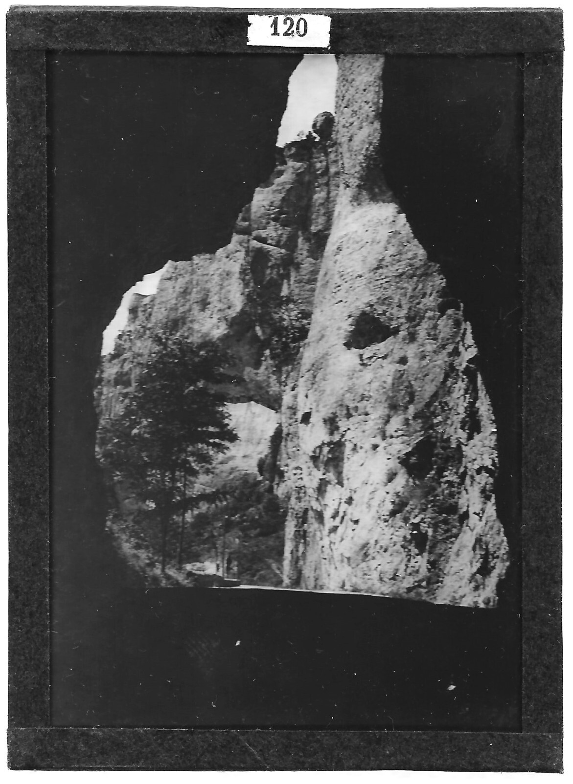 Old Black And White Photo Glass Plate 6X9 Cm Tunnel Cliff Road