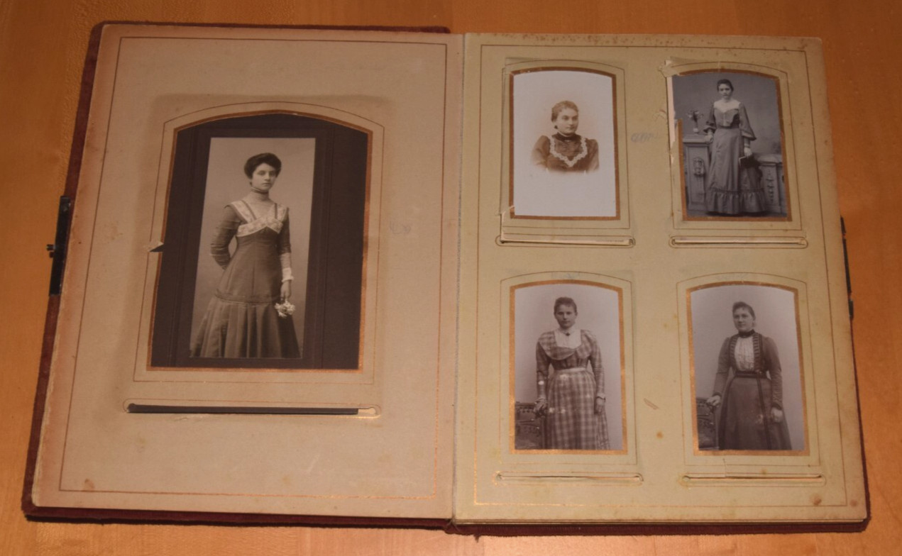 Album of 26 CDV Photos Album Red Velvet Photo Album Pre 1920