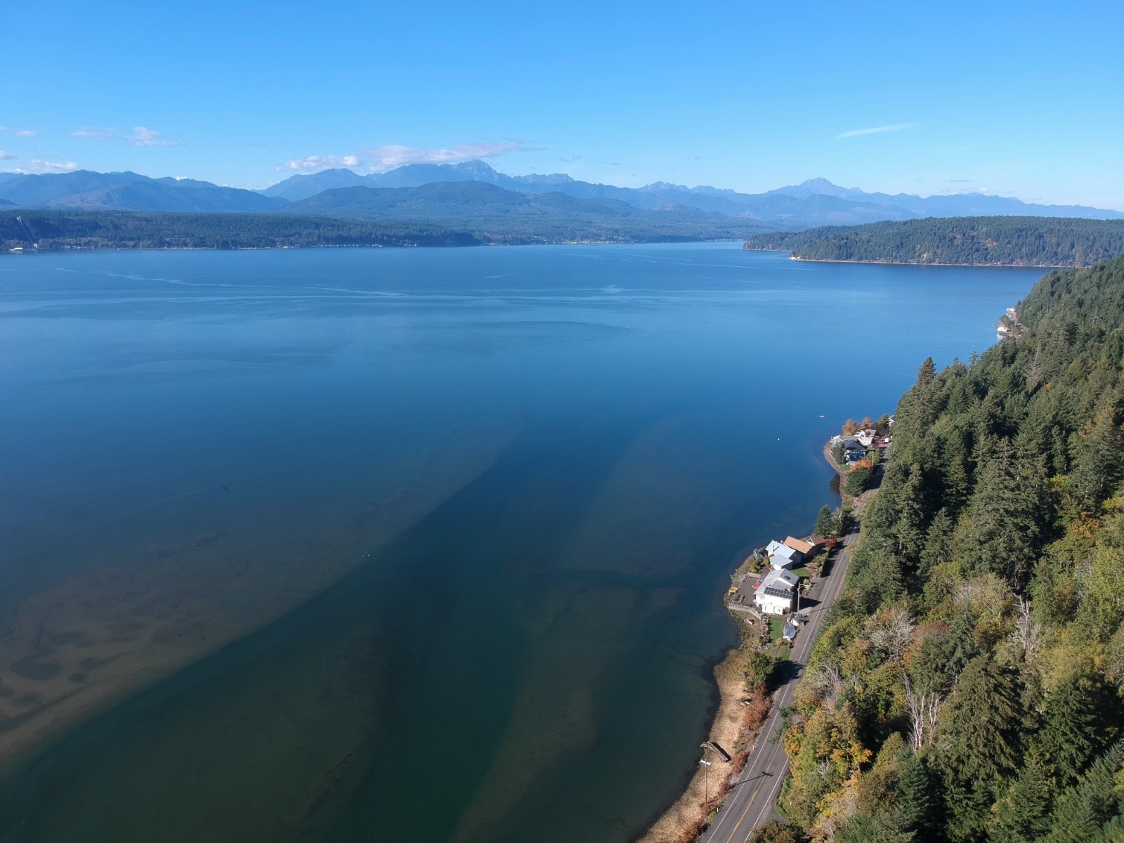 Hood Canal/ Union Washington/Metallic Ink Print/Aerial View