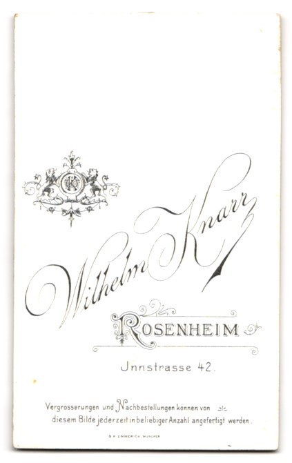 Photograph Wilhelm Knarr, Rosenheim, Innstrasse 42, portrait of a couple