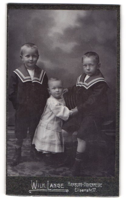 Photograph Wilh. Lange, Hamburg-Hohenfelde, Elisenstr. 17, Two Boys In Matro