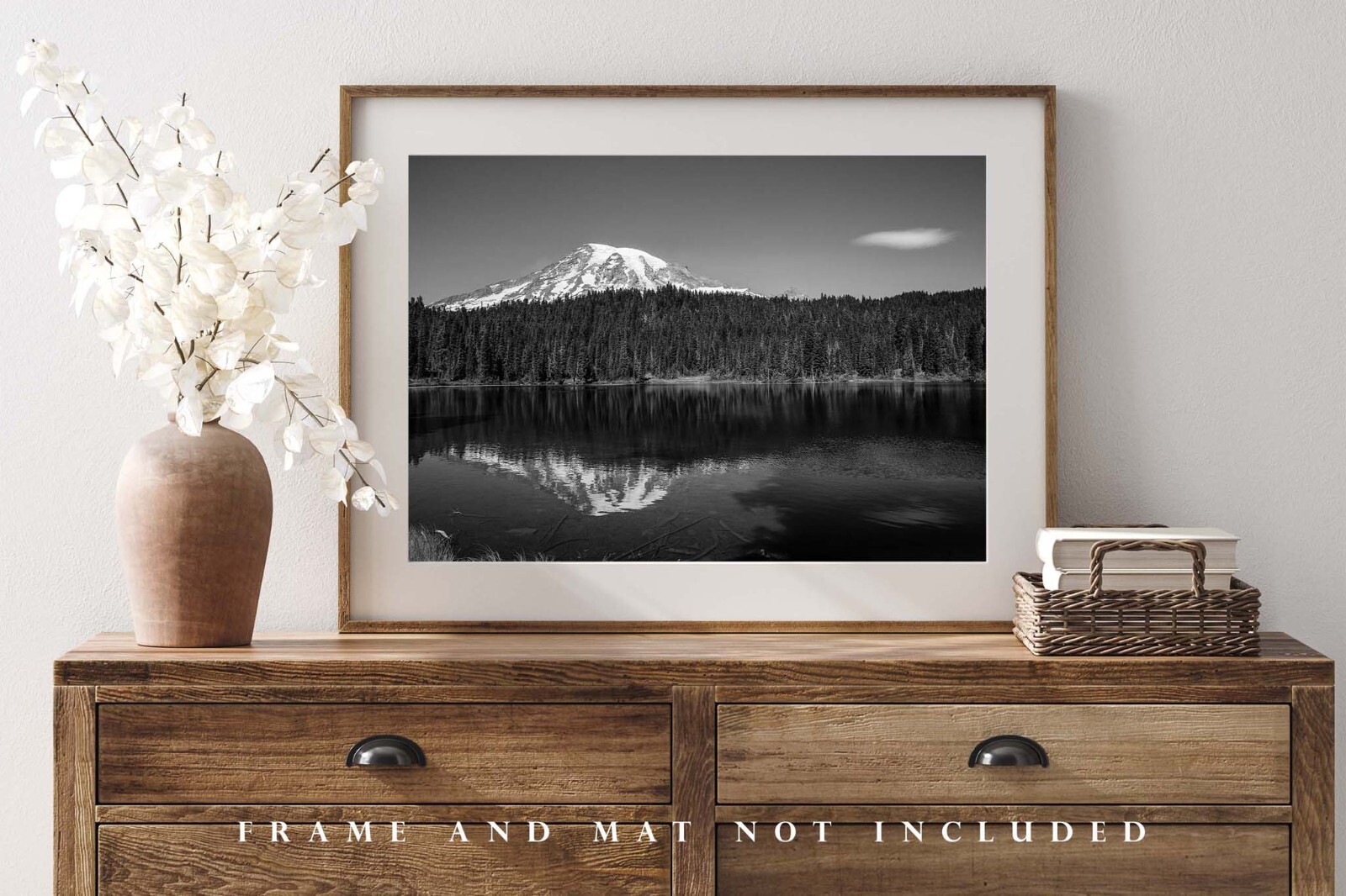 Pacific Northwest Photography Print – Mount Rainier in Black and White