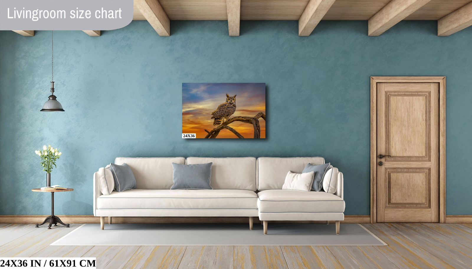 Silent Vigil: Great Horned Owl On a Branch Bird Print Wall Art