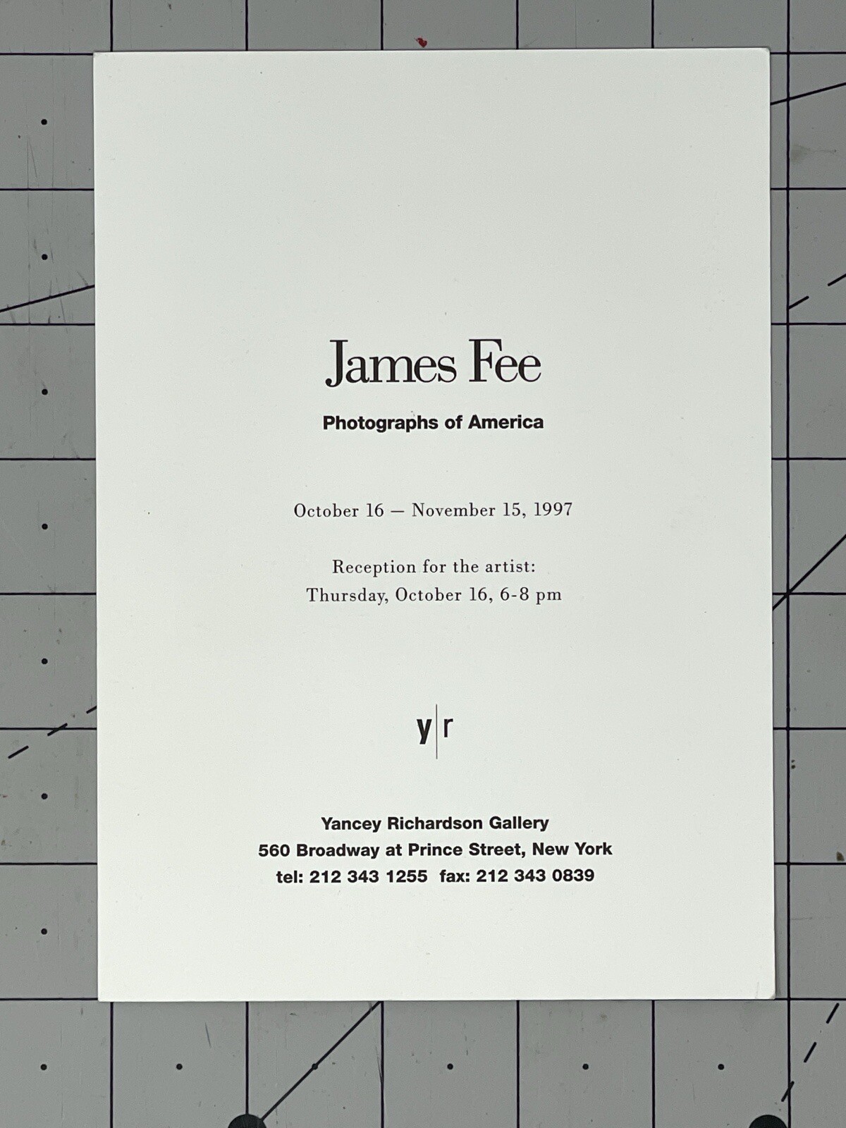 James Fee (1949-2006) Art Announcement Card 1997 – Photographs Of America