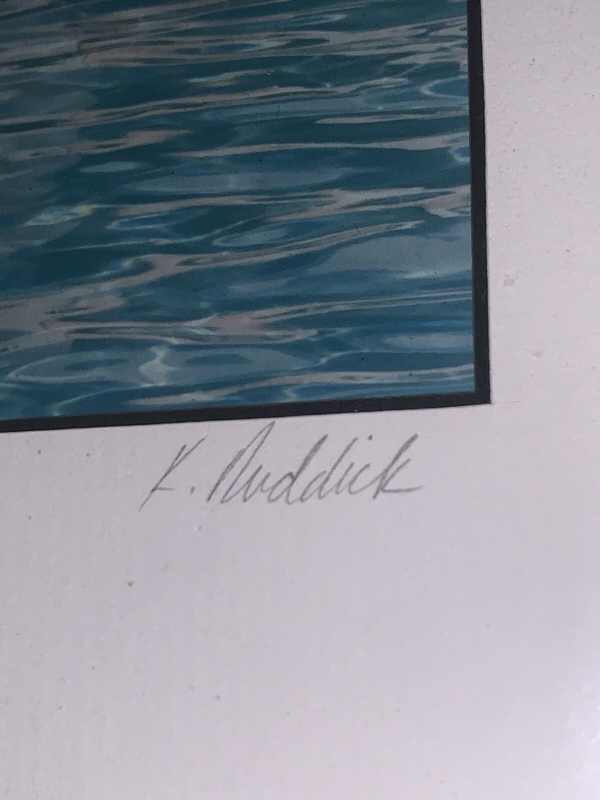 Signed Ruddick ‘Morning Coffee’ Blue Pool Photo Photograph(4”x6”) 9.25”T 11.25”W