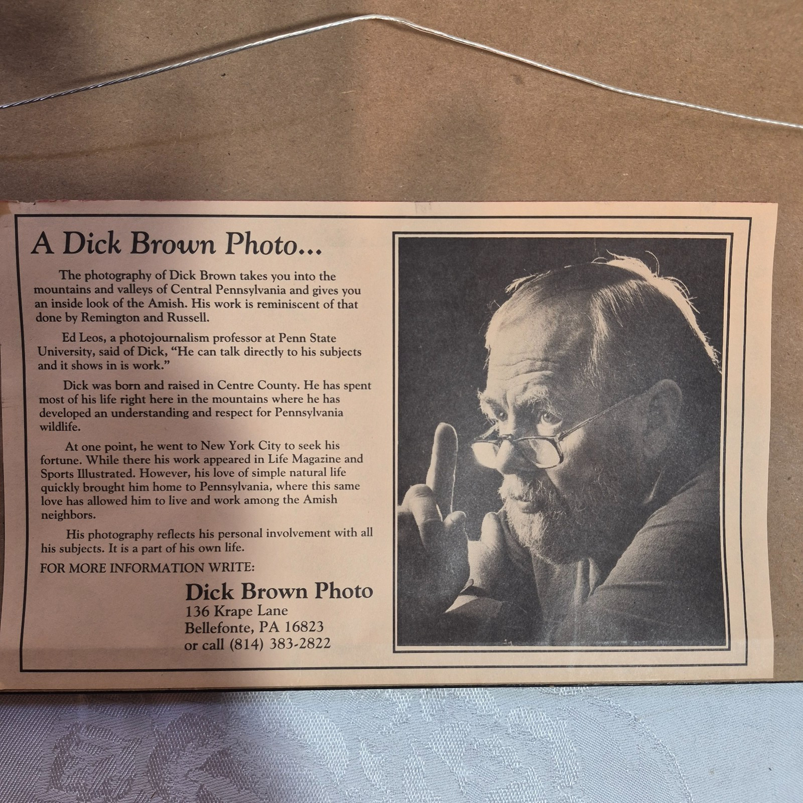 Dick Brown Amish Photo Signed Limited Edition in Walnut Frame Under Glass