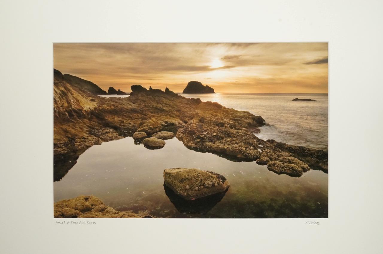 Tom Adams Photography Sunset at Three Arch Rocks Beach Oregon Photo Art 16×20