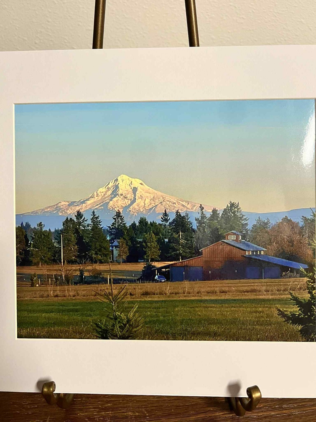 Mt. Hood Oregon Matted 8×10 Photo PNW Landscape Farm Scene Signed Art Print