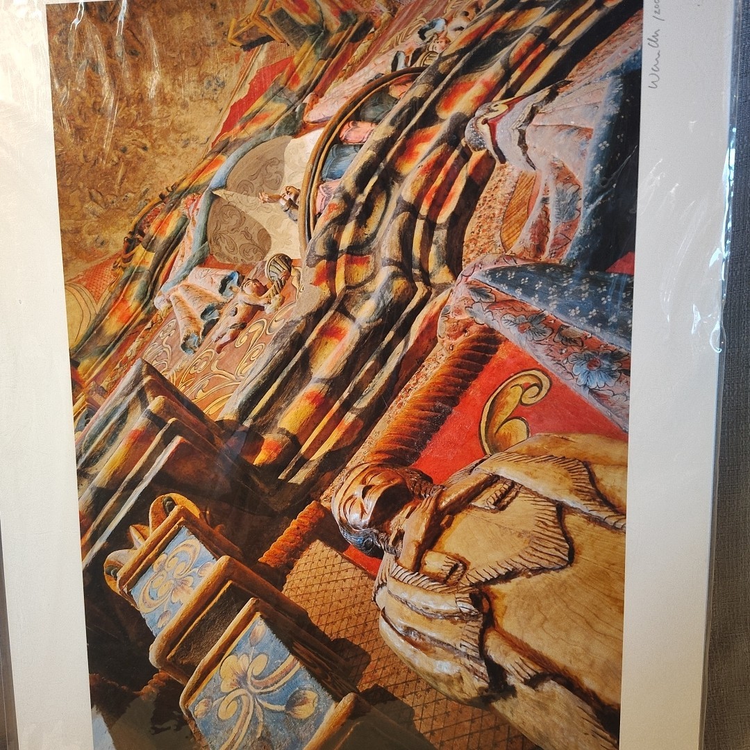San Xavier Interior Signed Warren Allen 2008 Photographic Print 19×13 Tubac, Az