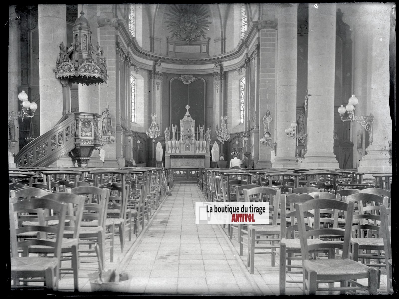 Church, Carvin, Vintage Photo Glass Plate, Black & White Negative, 9X12 Cm
