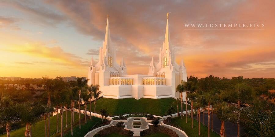 San Diego Temple Canvas Giclée Print – 36″ x 18″ – Ready To Frame – NEW