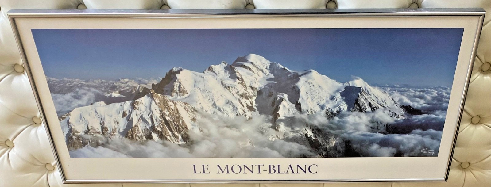 LE MONT-BLANC : Silver Framed Horizontal Hanging Poster Print : 33″ x 14″