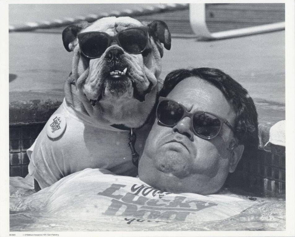 Bettmann Newsphotos – Chilling Man and Dog – 1980s – Offset Mini Poster