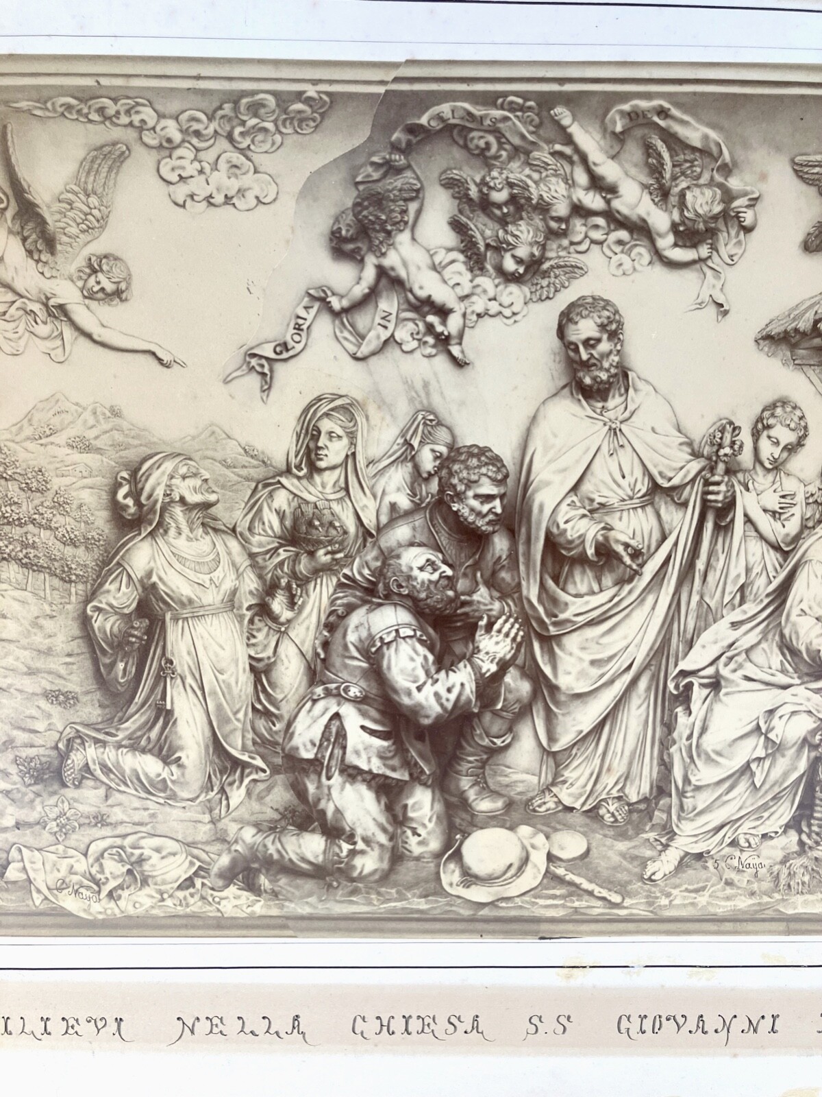 Rare 1860-70s Carlo Naya Photograph Adoration of the Shepherds Giovanni Bonazza