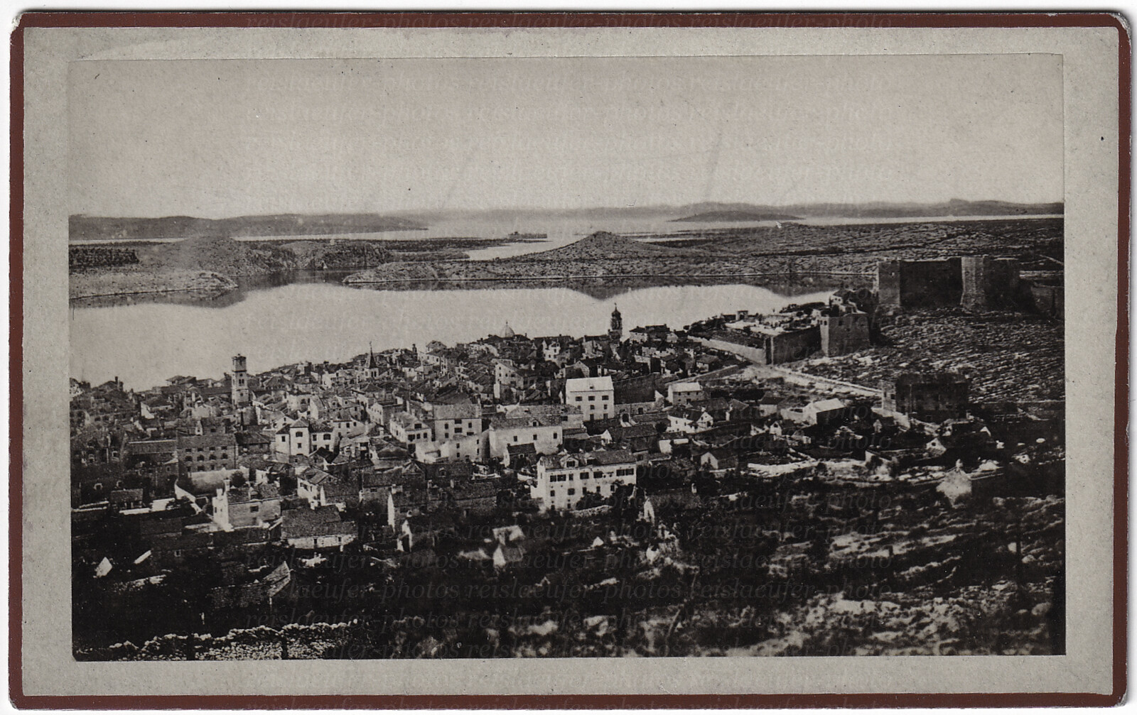 Port City with Fortress, Cyprus? Original CDV Photo Circa 1880