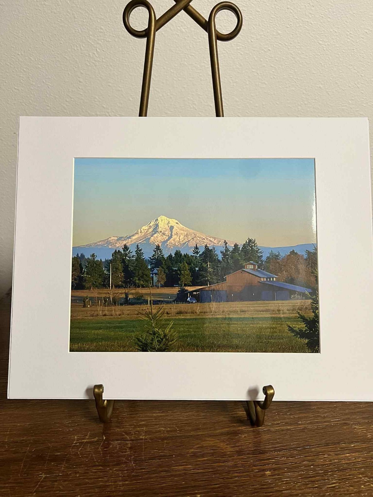 Mt. Hood Oregon Matted 8×10 Photo PNW Landscape Farm Scene Signed Art Print