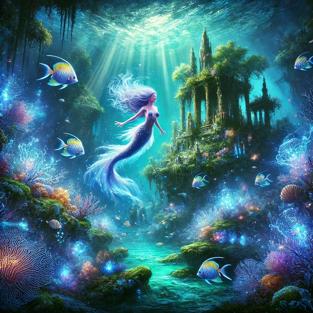 Digital Image Mermaid Fantasy Art – High-Resolution Underwater Digital Print