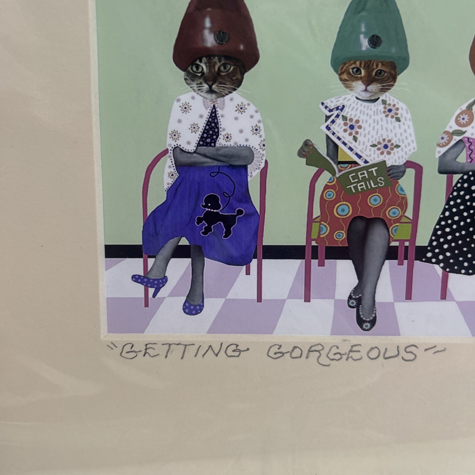 CAREN NOWAK ~ “Getting Gorgeous” SIGNED & TITLED ~ MATTED PRINT ~ 10″x 8″