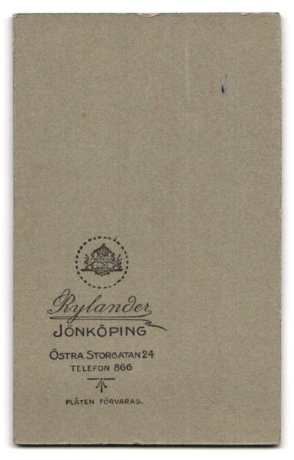 Photograph Rylander, Jönköping, Östra Storgatan 24, portrait young lady in hübs