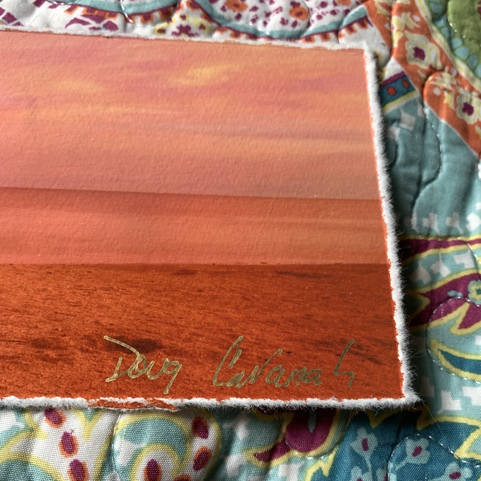 Photograph on Watercolor Paper Doug Cavanah Red Sky at Night Signed Mini Art