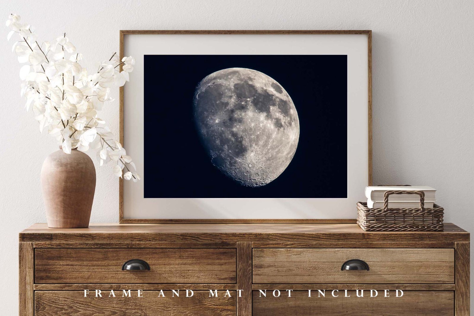 Celestial Photography Print – Picture of Waxing Gibbous Moon Lunar Wall Art