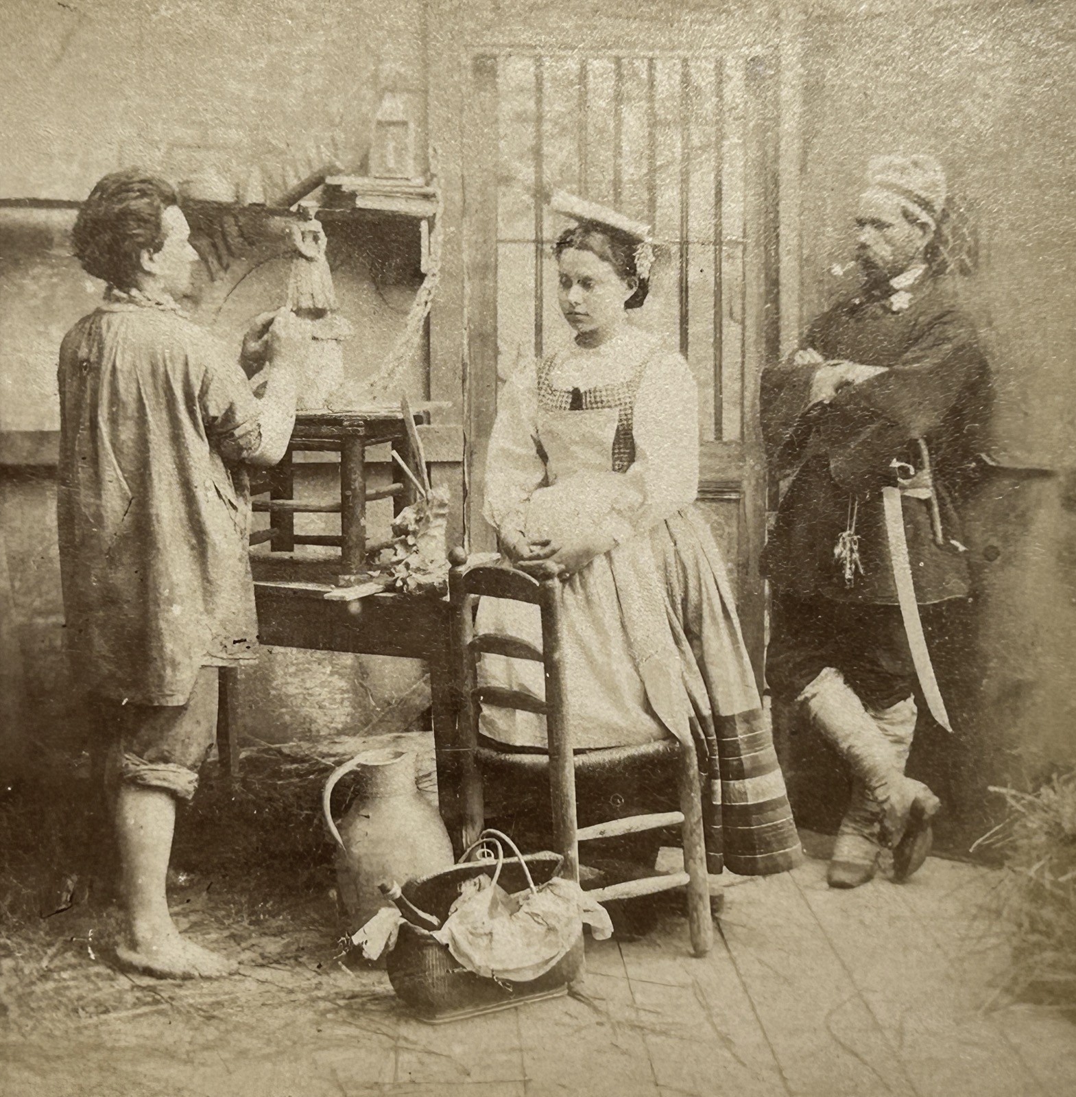 Artistic Genre Scene In The Sculptor’s Studio c1865 Stereo Photo Vintage