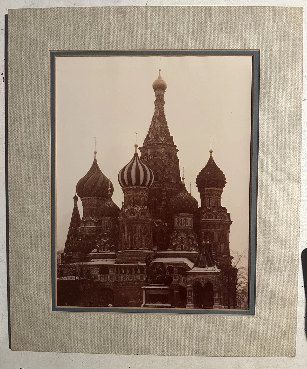 St. Basil’s Cathedral Vtg 11×14 Sepia Kodak Photgraph Art OOAK Red Square Moscow