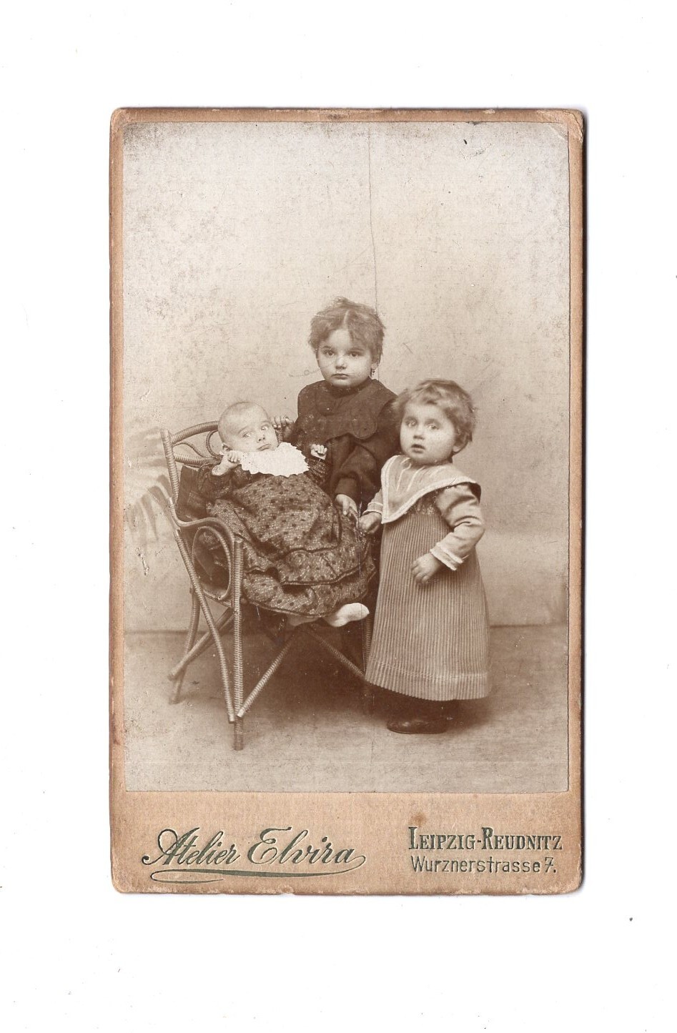 CDV Photo Cute Little Children Leipzig-Reudnitz 1890s