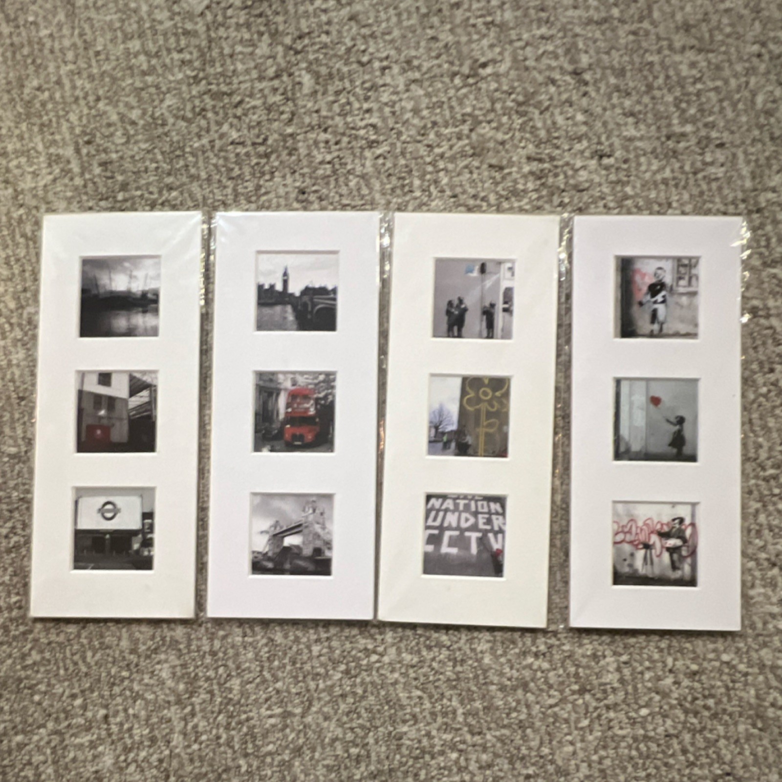 Banksy photos, London Landmarks Photographs Set of 12 Matted Color Prints