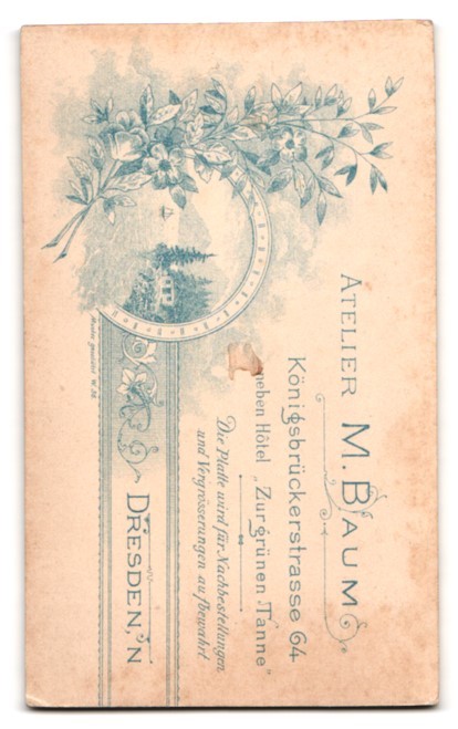 Photograph Max Baum, Dresden, Königsbrückerstr. 64, Portrait Young Woman in Bied