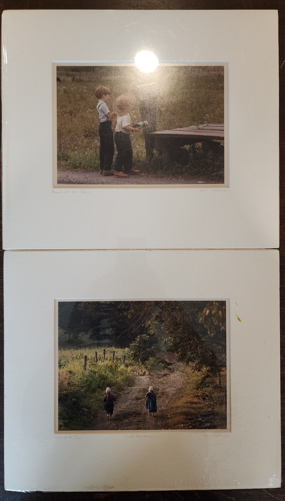 Lot Of 2 Bill Coleman Signed Amish No 22 & 251 Matted Photographs