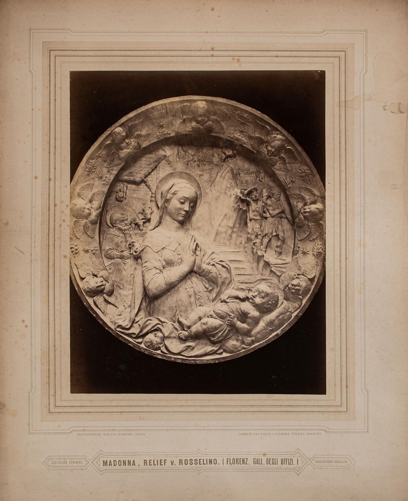 Johannes Nöhring Mary with Child Reproduction Photograph after Rosselino 19th Century
