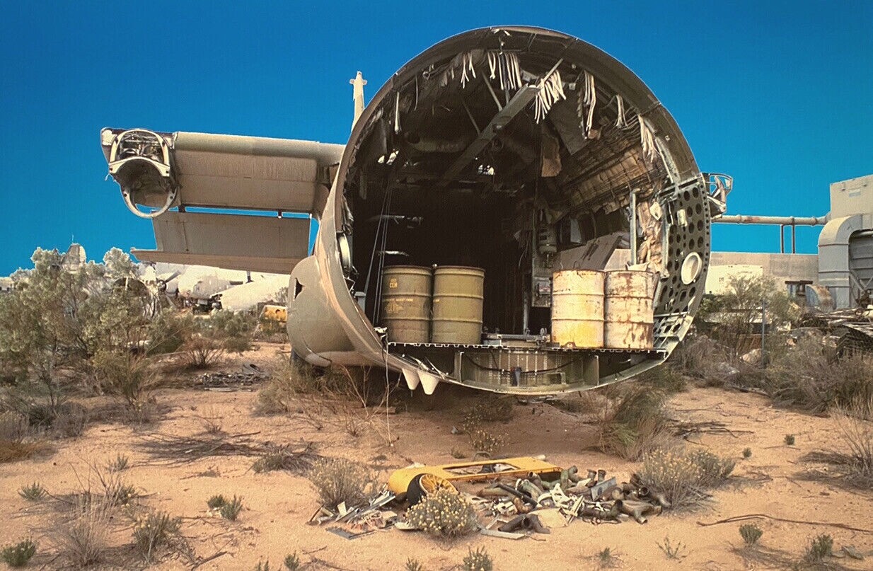 VINTAGE AIRCRAFT AIRPLANE SALVAGE SCRAPYARD SURREAL COLOR LANDSCAPE PHOTOGRAPH