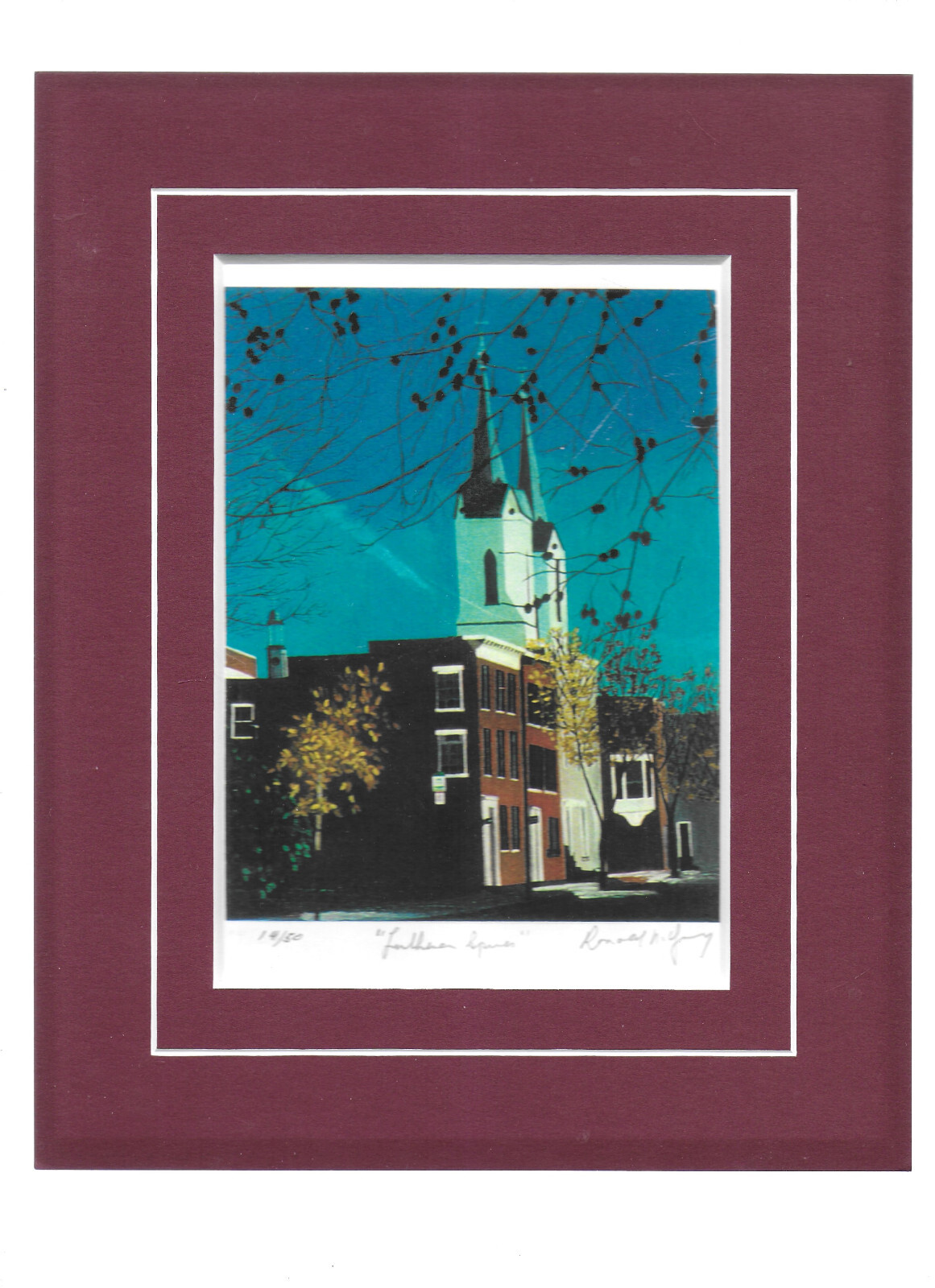 Ronald N. Young Photograph, matted “Lutheran Spire” 14/50; 8″ X 10″