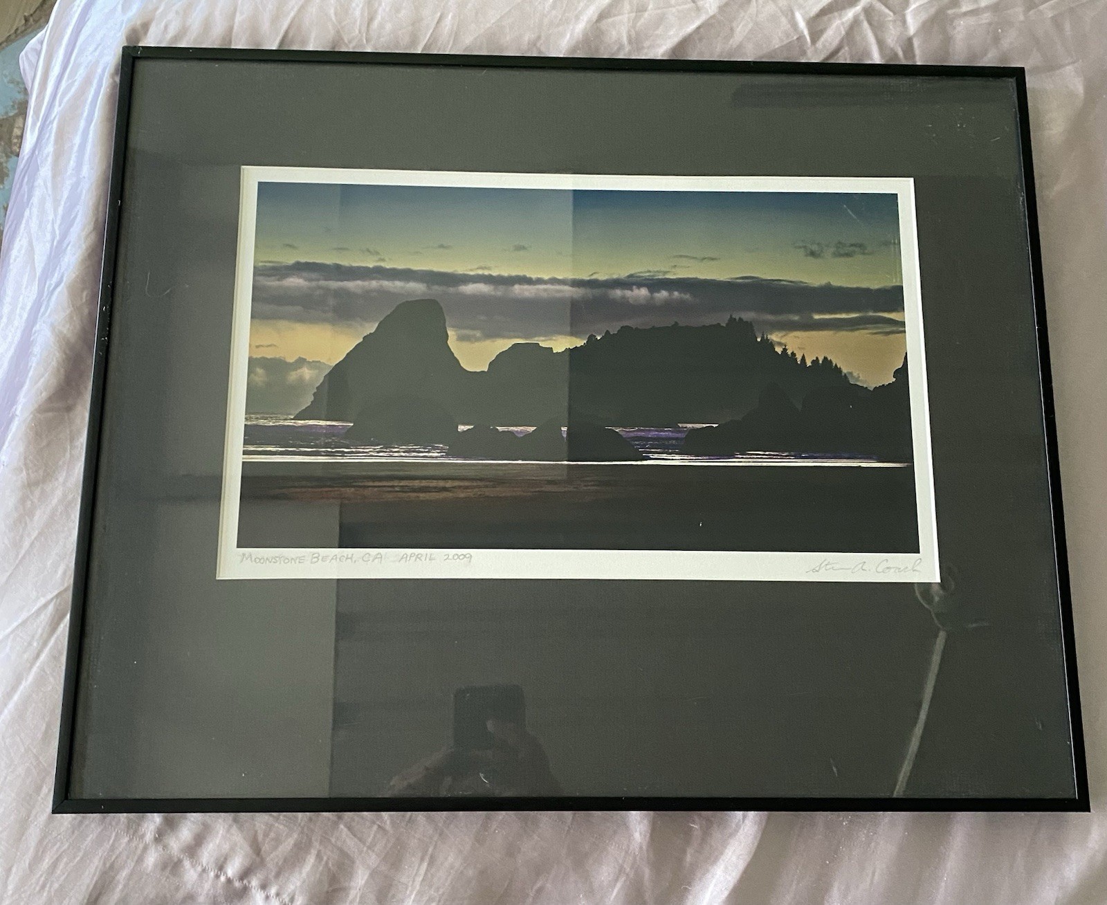 9 X 14 Matted & Framed Color Photo, Moonstone Beach 2009, Great For Office !