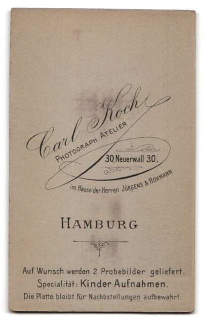 Photograph Carl Koch, Hamburg, Neuerwall 30, portrait young lady in fashionable K