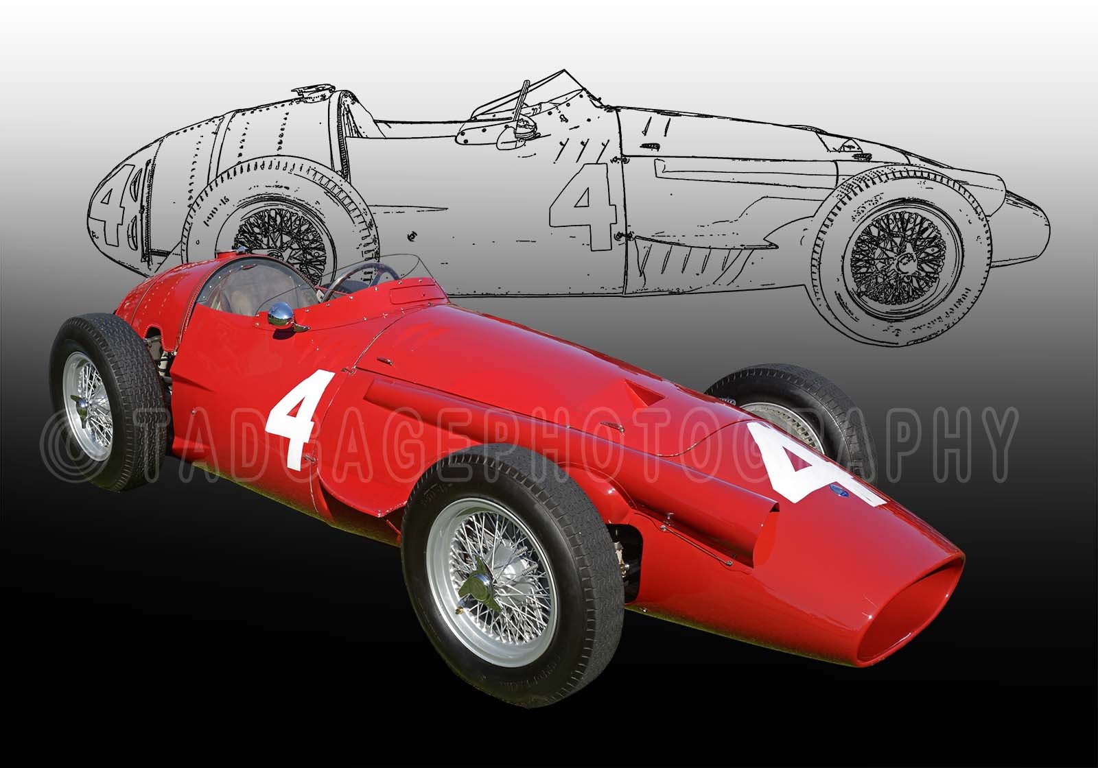 1955 Maserati 250F Formula 1 Grand Prix Vintage Classic Race Car Photo CA-1105