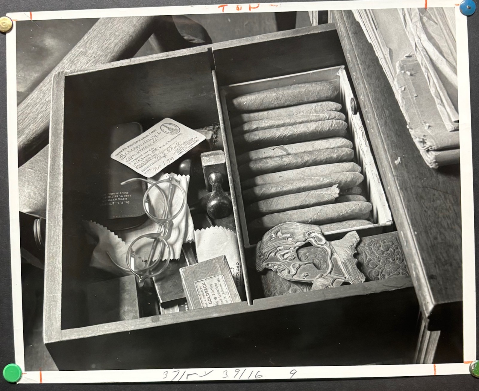 Original A AUBREY BODINE ‘Still Life’ HL MENCKEN Desk Drawer w CIGARS Photograph