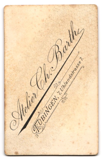 Photograph Chr. Barth, Tübingen, Uhlandstrasse 7, portrait of a young man