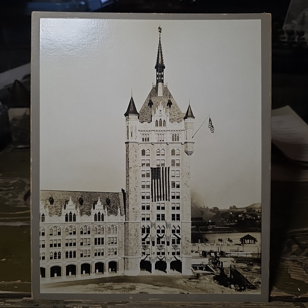 D&H Building SUNY Plaza Large Photograph Albany New York Pre WW1 Patriotic Flag