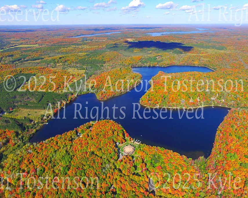 Spectacle Lake, Eagle River, Wisconsin (Vilas Co.) Aerial Photo. Frame Optional.