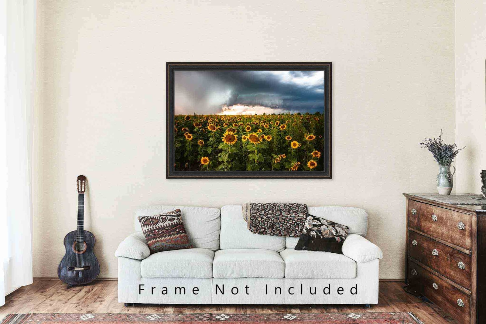 Sunflower Field Photography Print Storm Picture Kansas Photo Farmhouse Decor