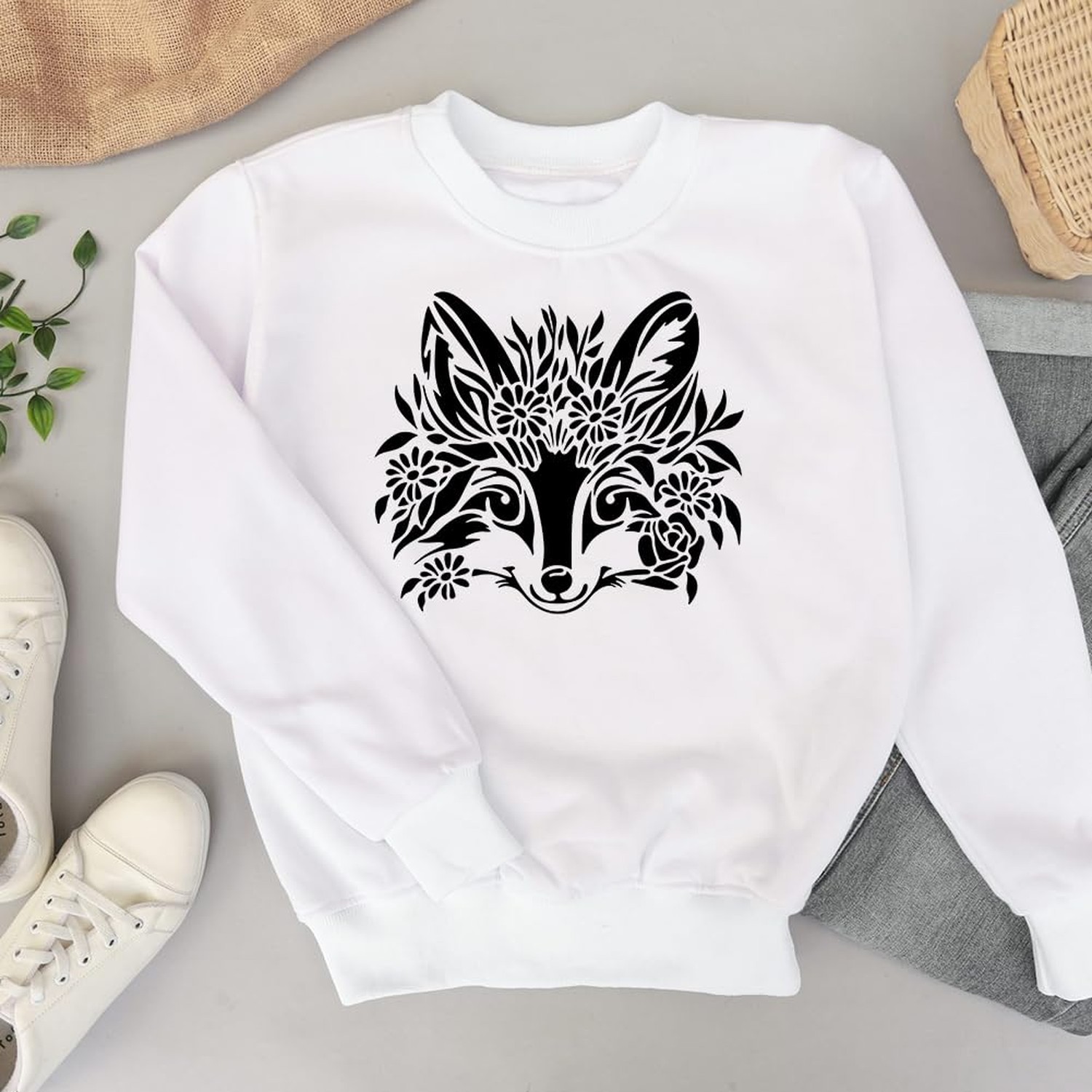 1 Piece Fox Head and Flowers Craft Art Stencil, 11.8″x11.8″ Fox Plastic Reusa…