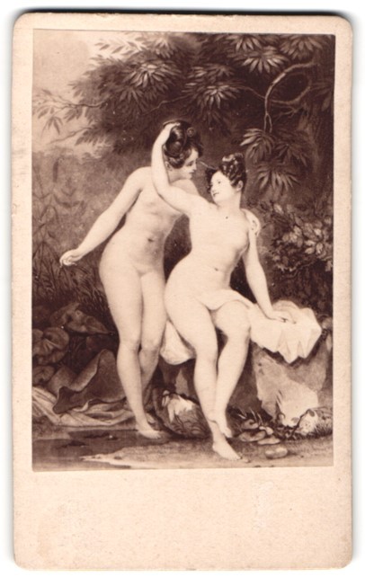 Photograph Unknown Photographer and Place Two Nude Women in an Idyllic Nude