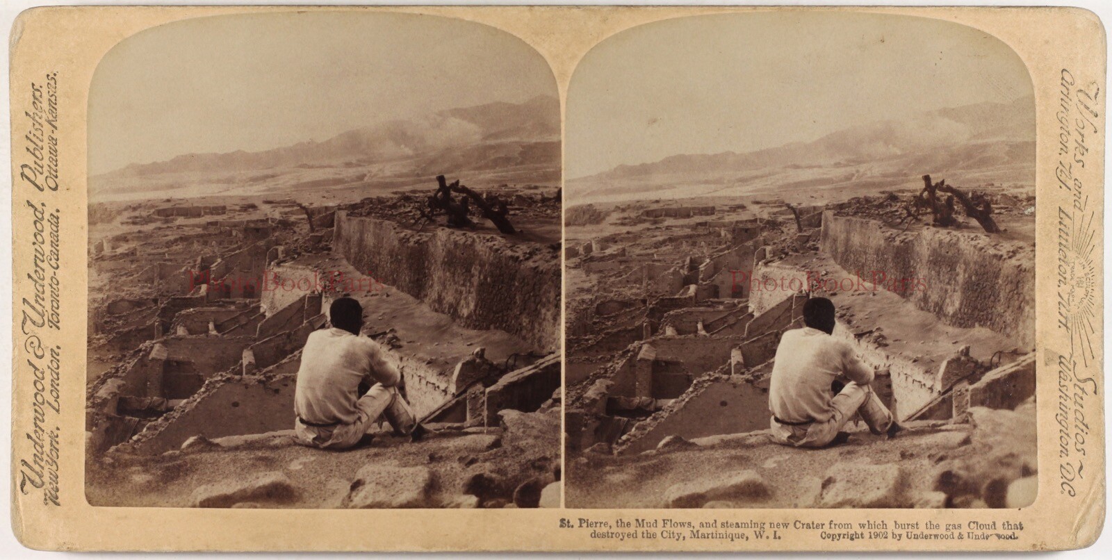 Martinique Eruption De La Montagne Pelee 1902 Photo Stereo Vintage P72L6n7