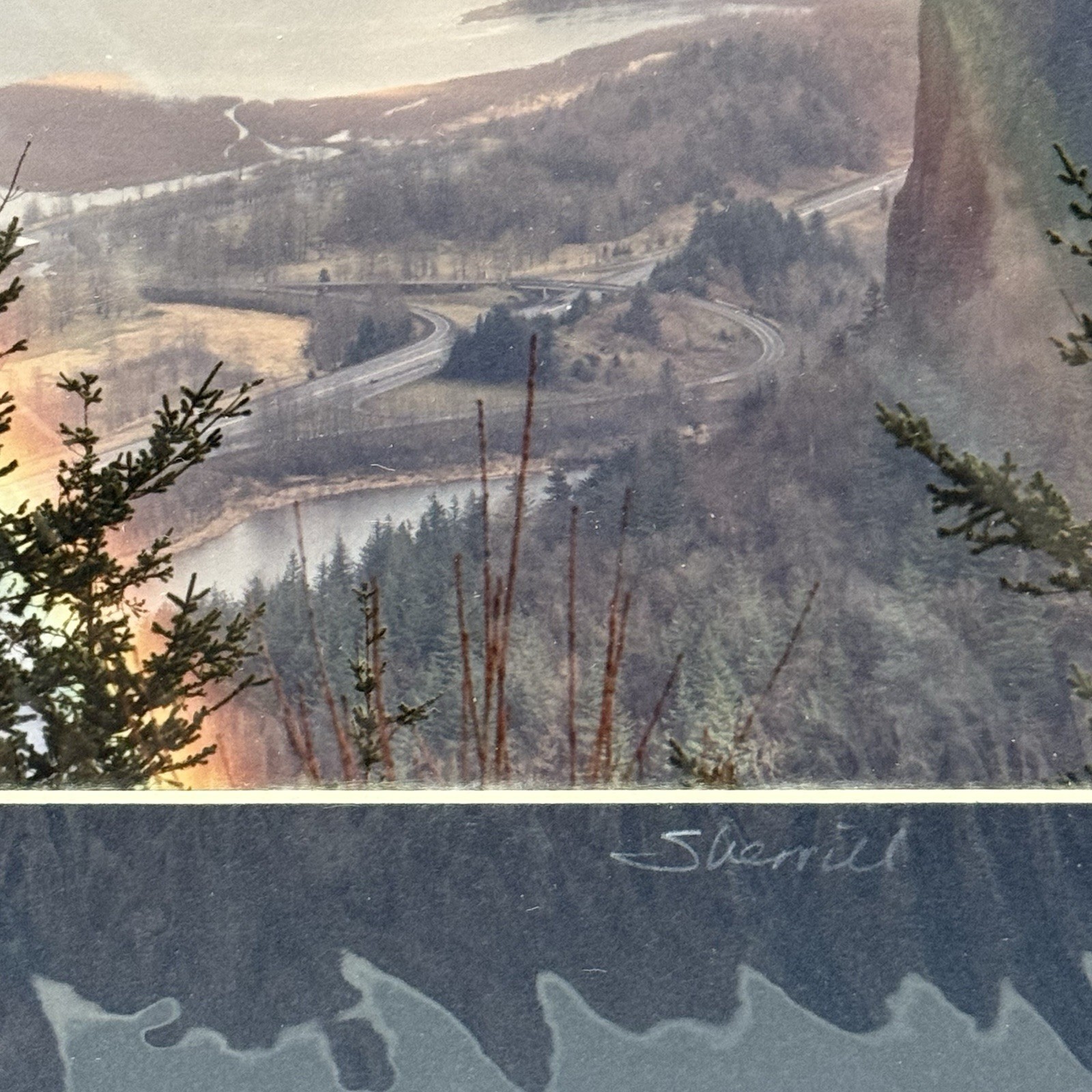 VTG Sherrill SIGNED Matted Photo 8×10 Double Rainbow Columbia Gorge Vista House